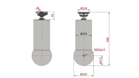 TELESCOPISK SYLINDER - MEILLER KIPPER 5 TRINN 175mm - 15 tonn slag 1650mm